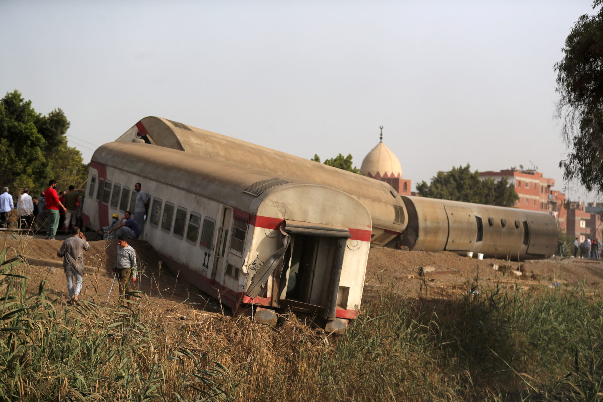 Vykolejený vlak v Egyptě