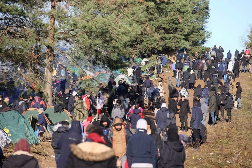 Lidé na bělorusko-polské hranici