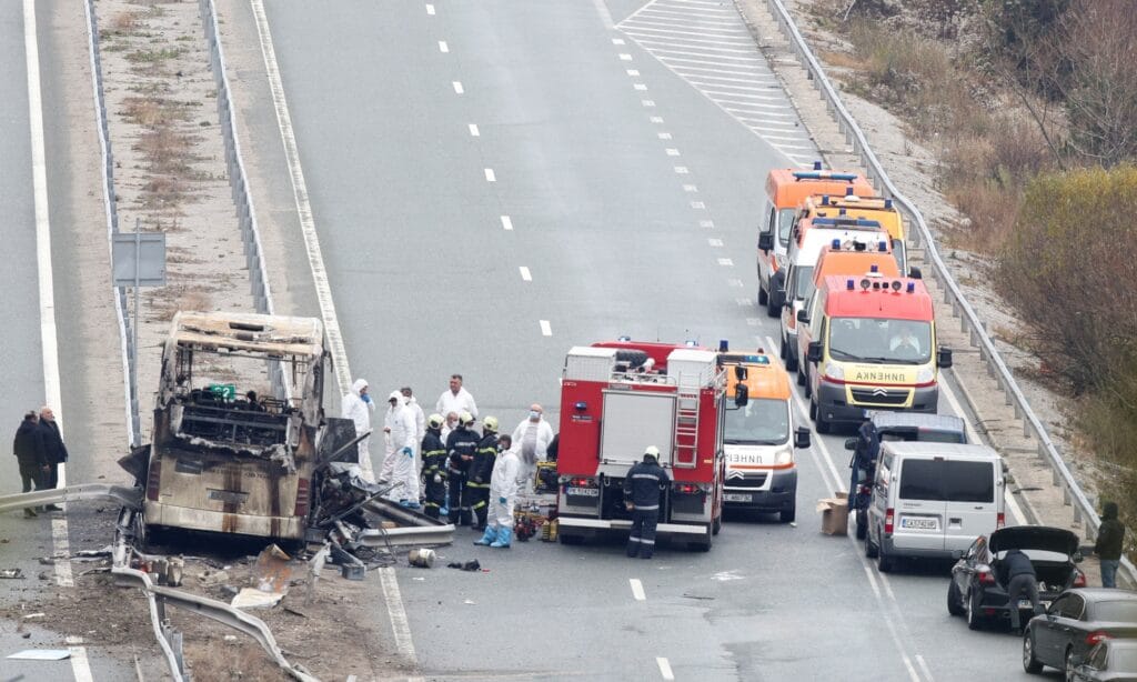 Místo tragické nehody na dálnici Struma