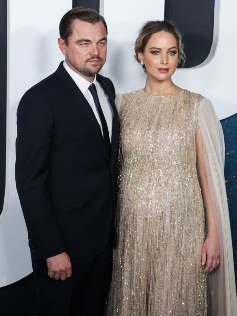 Leonardo DiCaprio s Jennifer Lawrence na premiéře