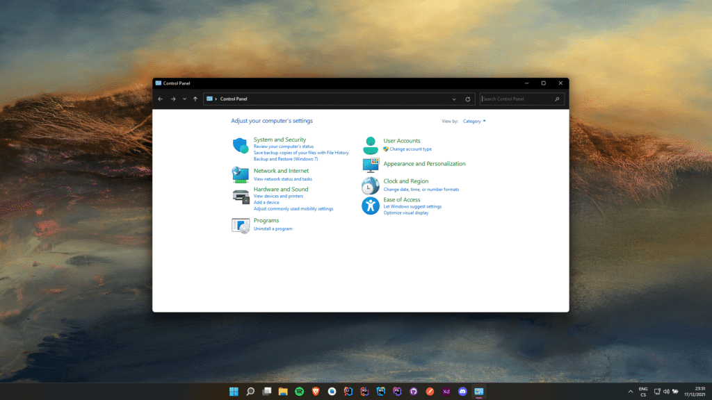 Ovládací panely ve Windows 11