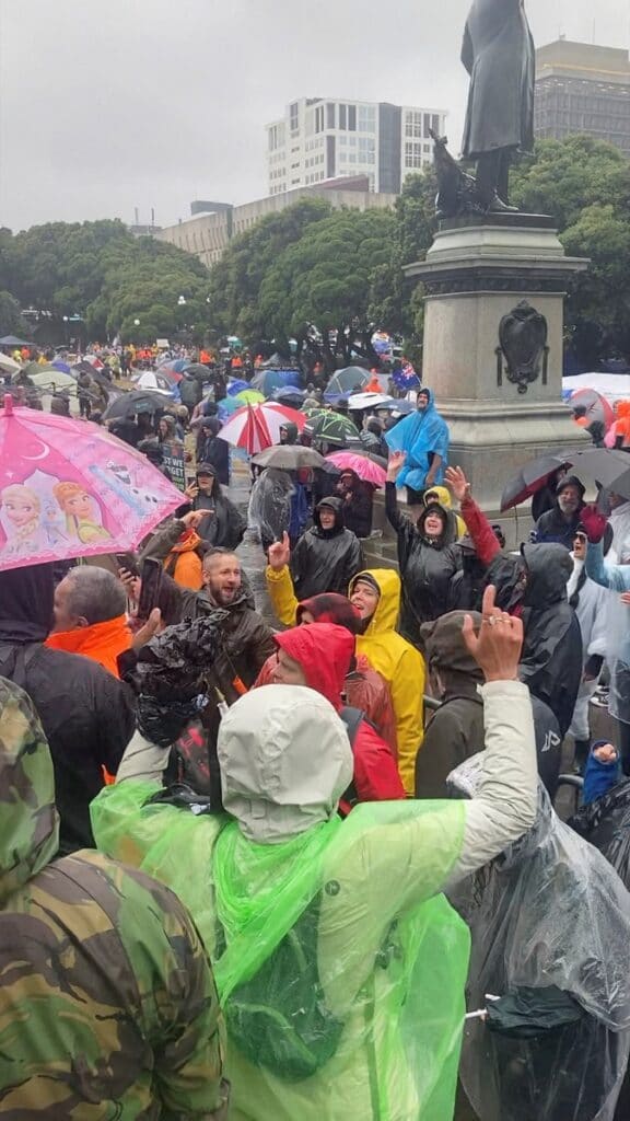 Stovky demonstrantů se shromáždily v blízkosti novozélandského parlamentu