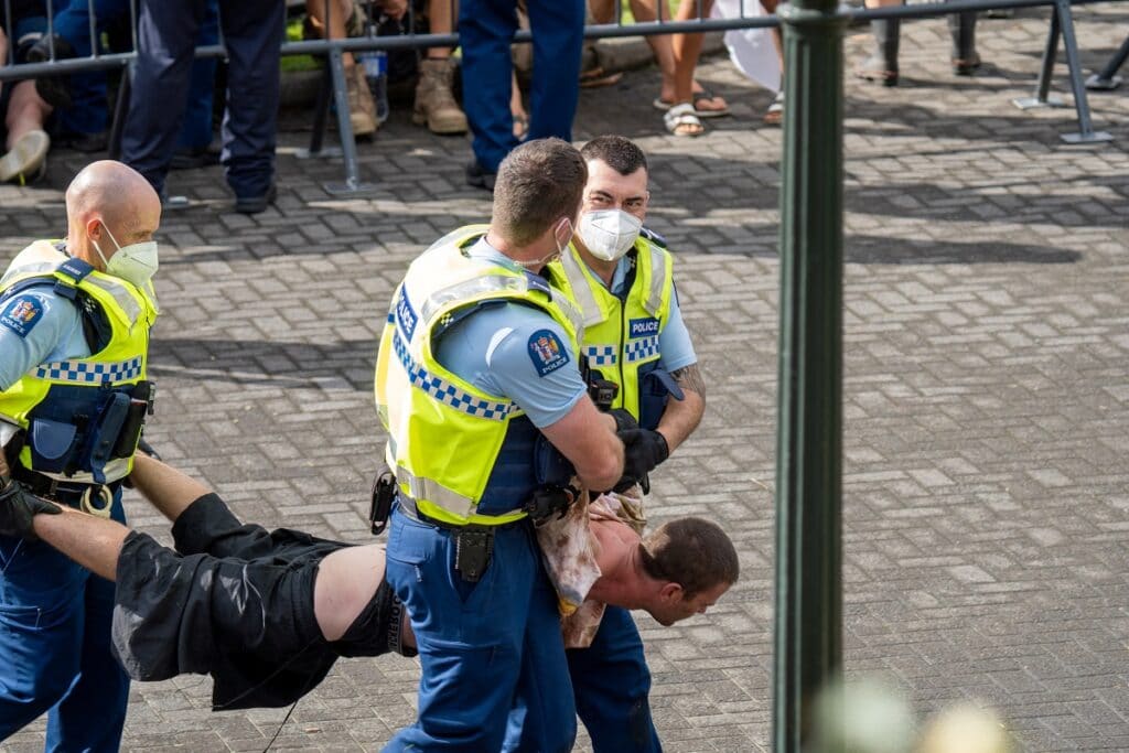 Stovky demonstrantů se shromáždily v blízkosti novozélandského parlamentu