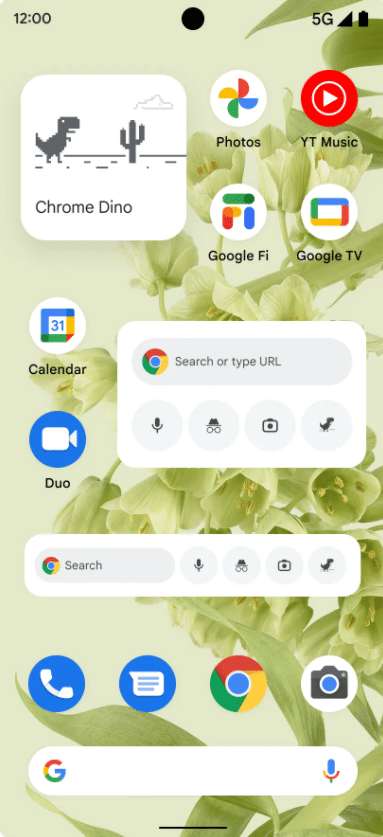 Widgety můžete přidat dlouhým stisknutím ikony prohlížeče Chrome a výběrem možnosti "widgety"