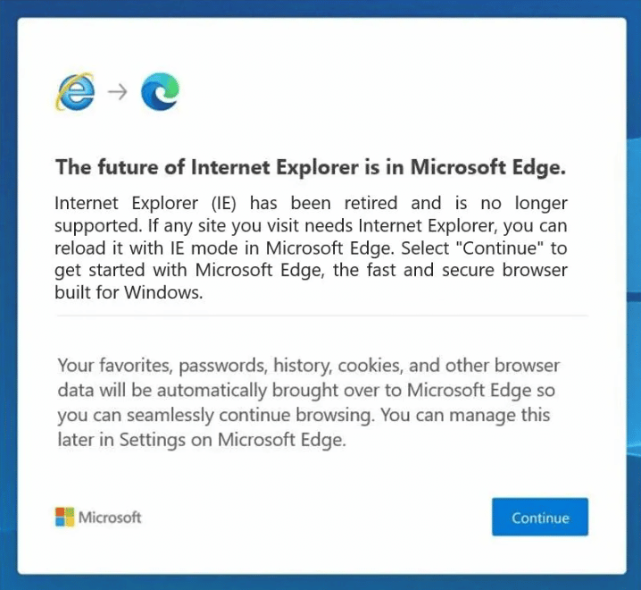 Nové přesměrování pro uživatele prohlížeče Internet Explorer