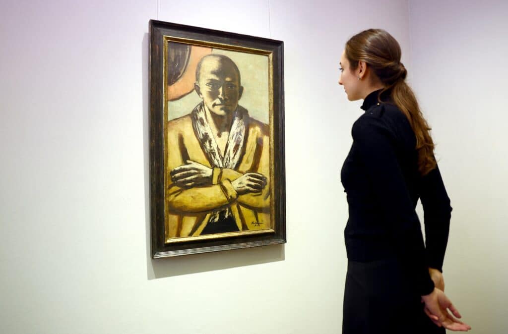 Žluto-růžový autoportrét Maxe Beckmanna (1943)