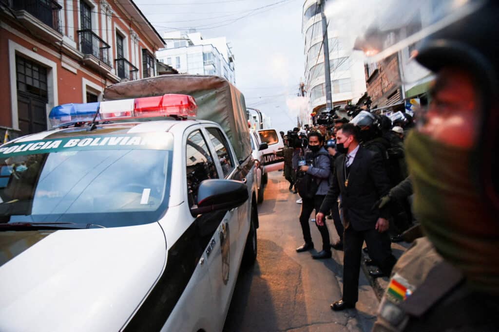 Protesty v Bolívii Camacho