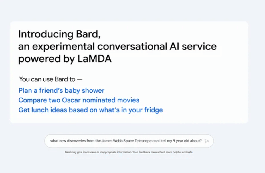 Chatbota Bard pohání jazykový model LaMDA