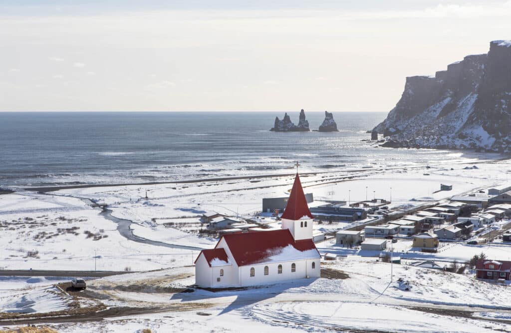 Na Island v zimě počasí silnice