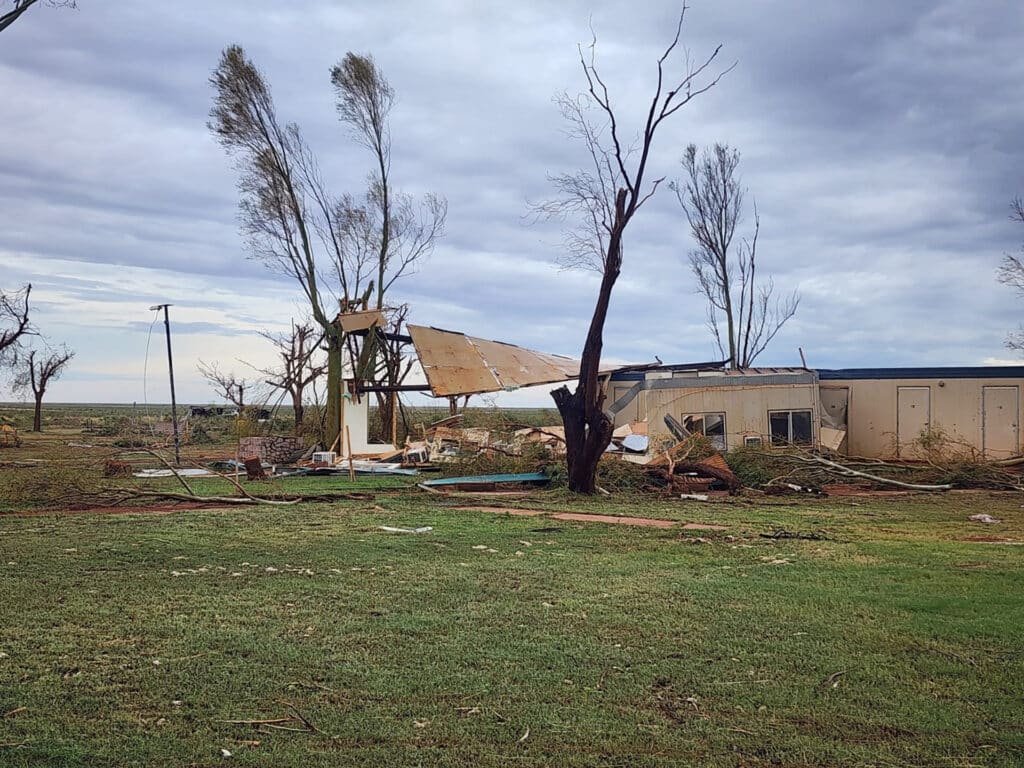 Poškození Pardoo Roadhouse v Západní Austrálii