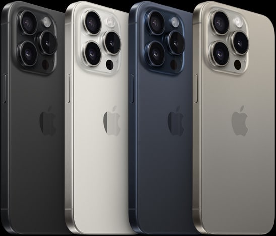 Modely iPhone 15 Pro a Pro Max budou k dispozici v titanově modré, bíle, černé a přírodní barvě